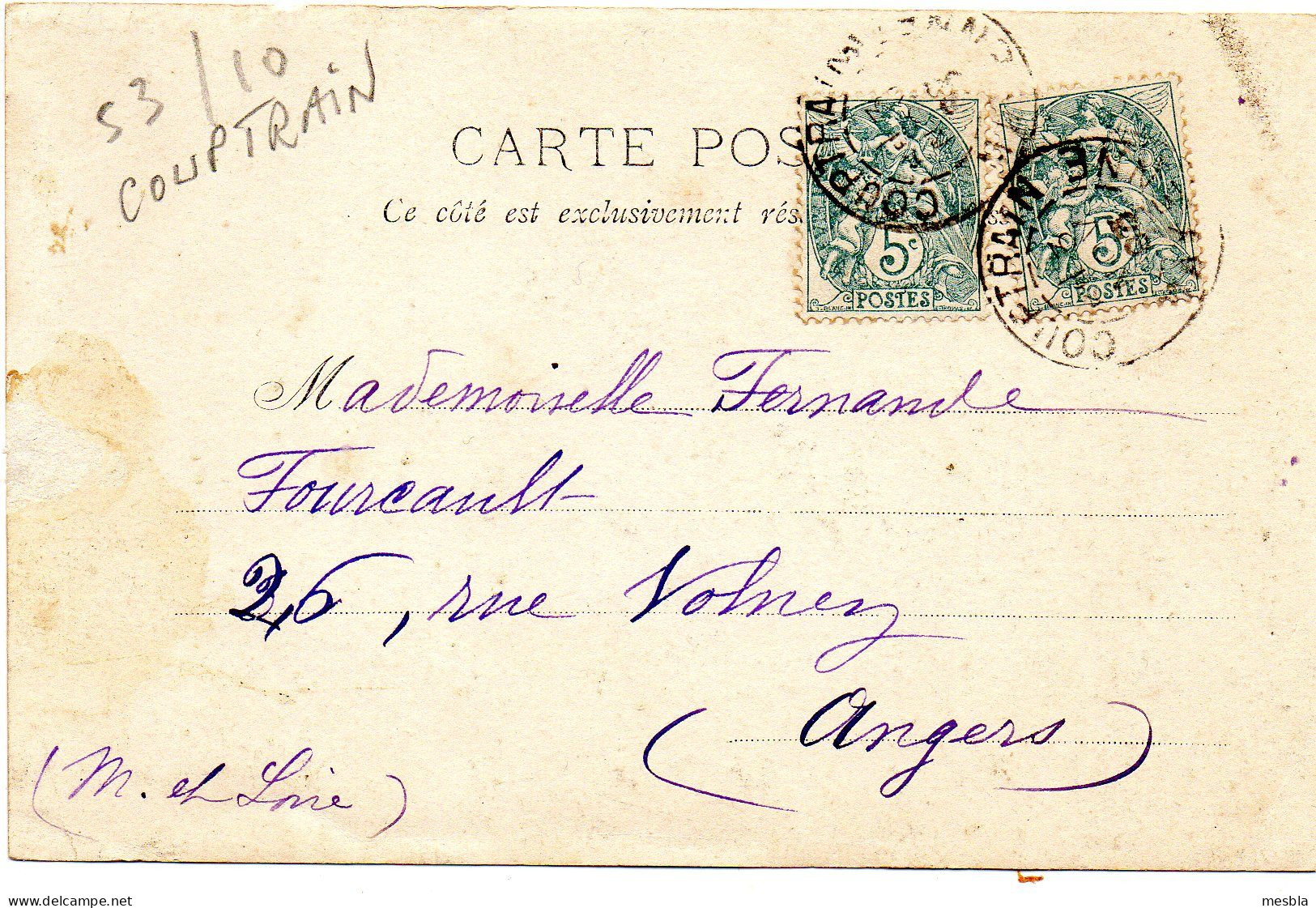 Carte - Photo -  COUPTRAIN  (53)   Enfants Sur Une Charrette - Novembre 1903 Ou 1909 - Couptrain