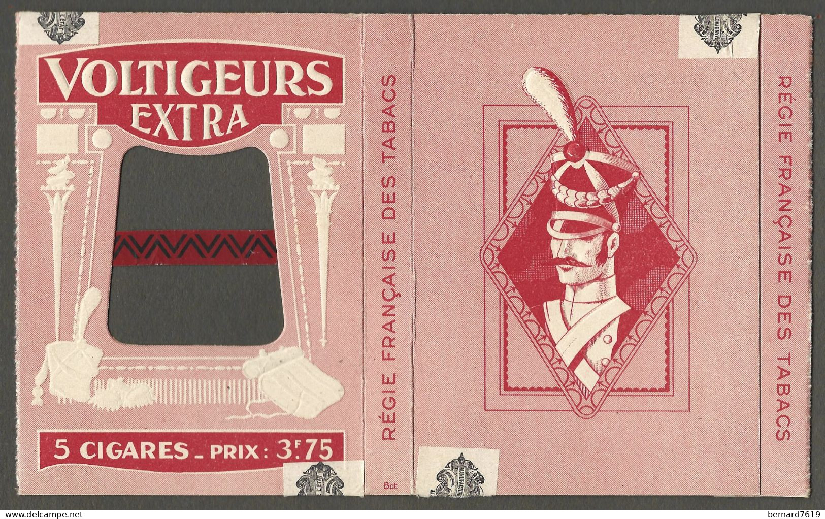 Etui Cigares   -  Voltgeurs Extra -  5 Cigares - Regie Francaise Des Tabacs - Prix  3 F 75 - Empty Cigarettes Boxes