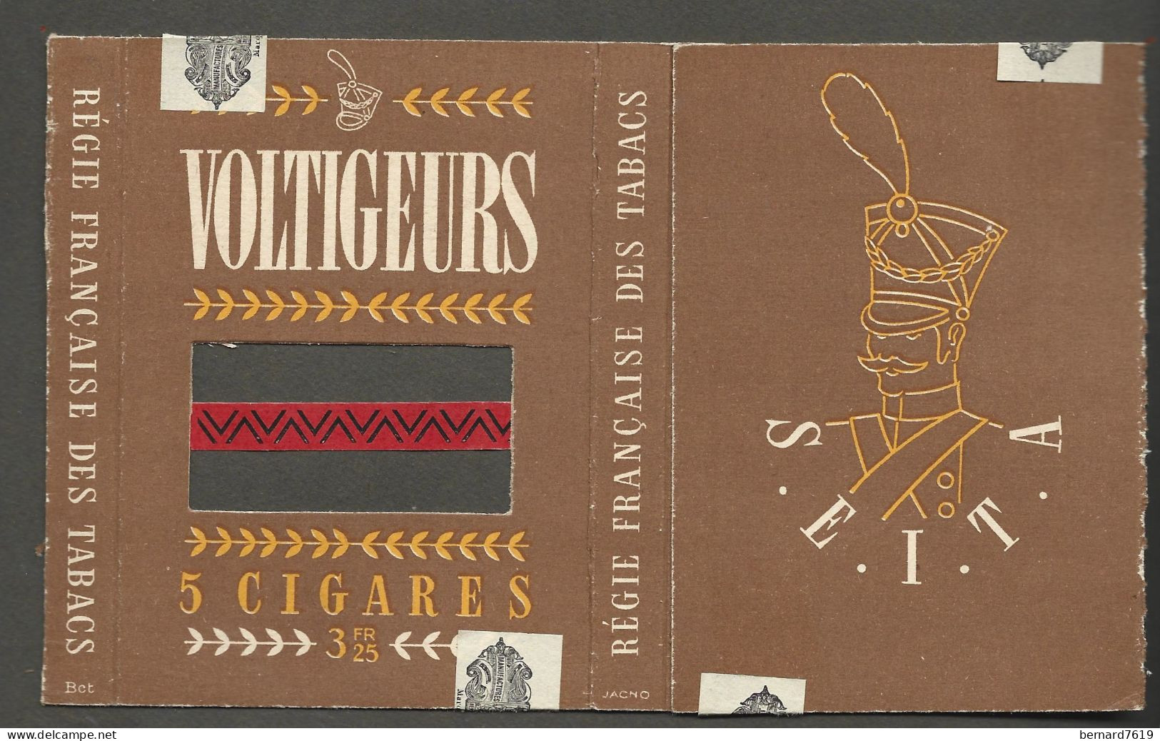 Etui Cigares   -  Voltgeurs Extra -  5 Cigares - Regie Francaise Des Tabacs - Prix  3 F 25 - Etuis à Cigarettes Vides