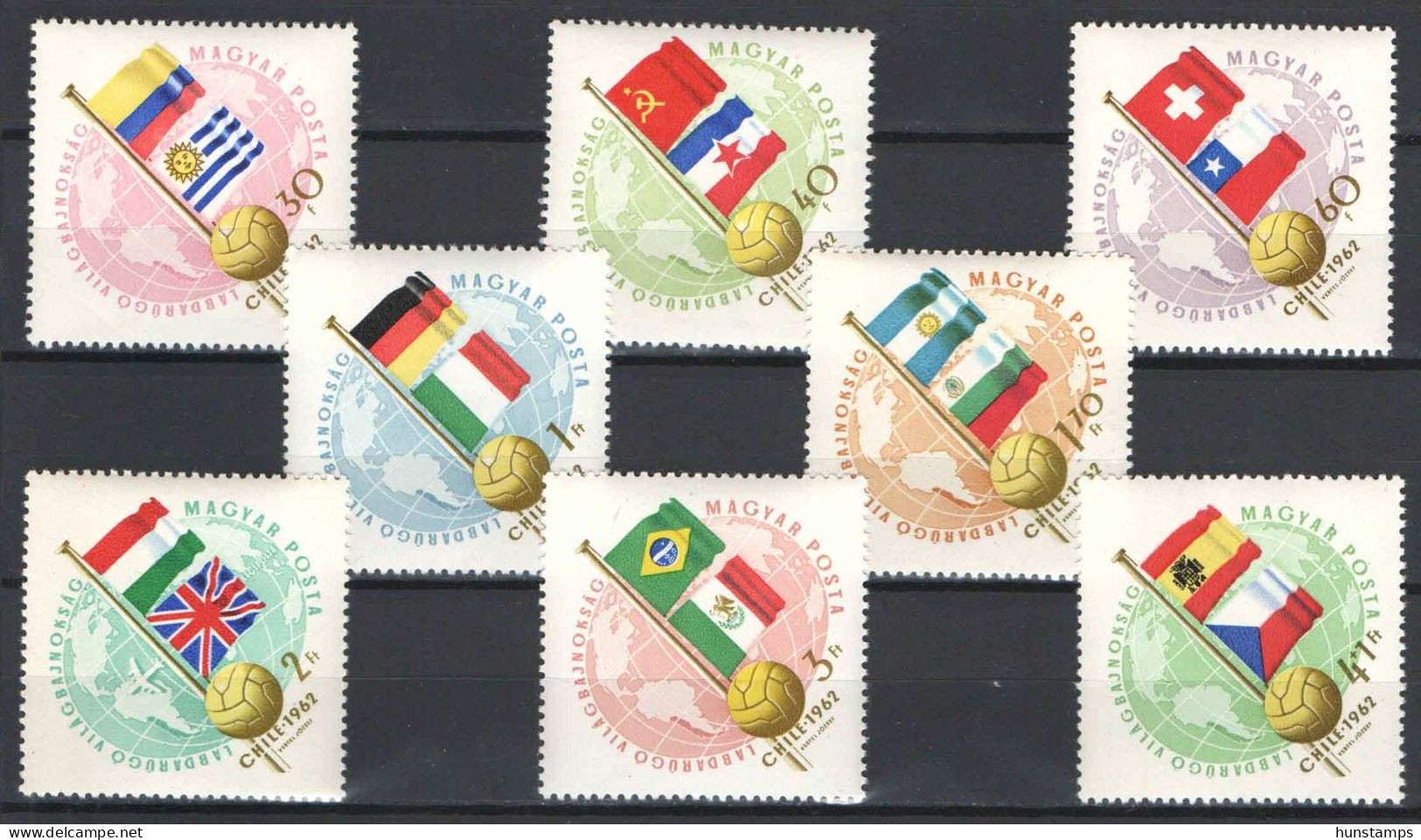 Hungary 1962. Football / Soccer Chile World Cup Set MNH (**) Michel: 1830-1837 / 8,50 EUR - 1962 – Cile