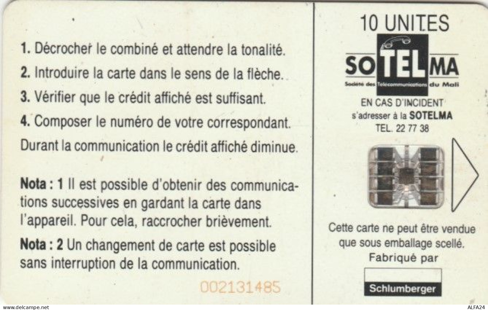 PHONE CARD MALI (E62.3.4 - Malí