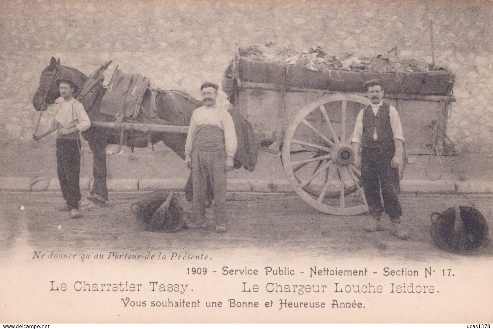 13 / MARSEILLE - 1909 - SERVICE PUBLIC NETTOIEMENT / CHARRETIER / SECTION N° 17 / SAINT LAZARE / RUE HOCHE - Petits Métiers