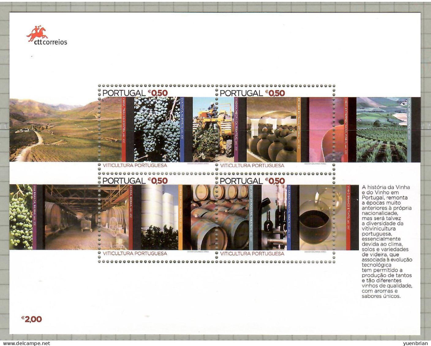 Portugal, Fruit, Fruits, Grapes, Wines, M/S, MNH** - Vins & Alcools