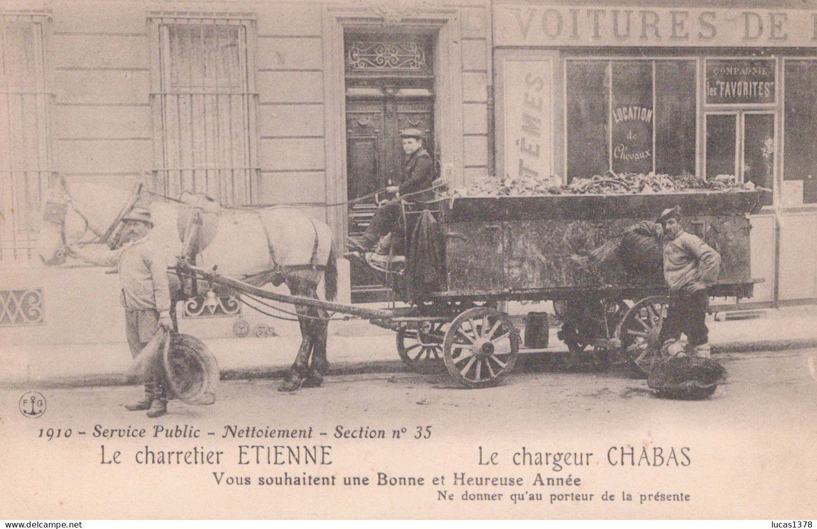 13 / MARSEILLE - 1910 - SERVICE PUBLIC NETTOIEMENT / CHARRETIER / SECTION N°35 / RUE VINCENT SCOTTO - Petits Métiers