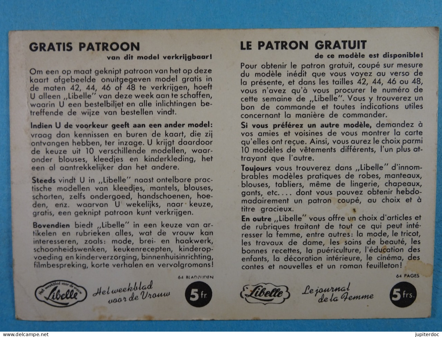 Patron Gratuit N°V1005 Modèle Viyella Libelle Le Journal De La Femme - Fashion