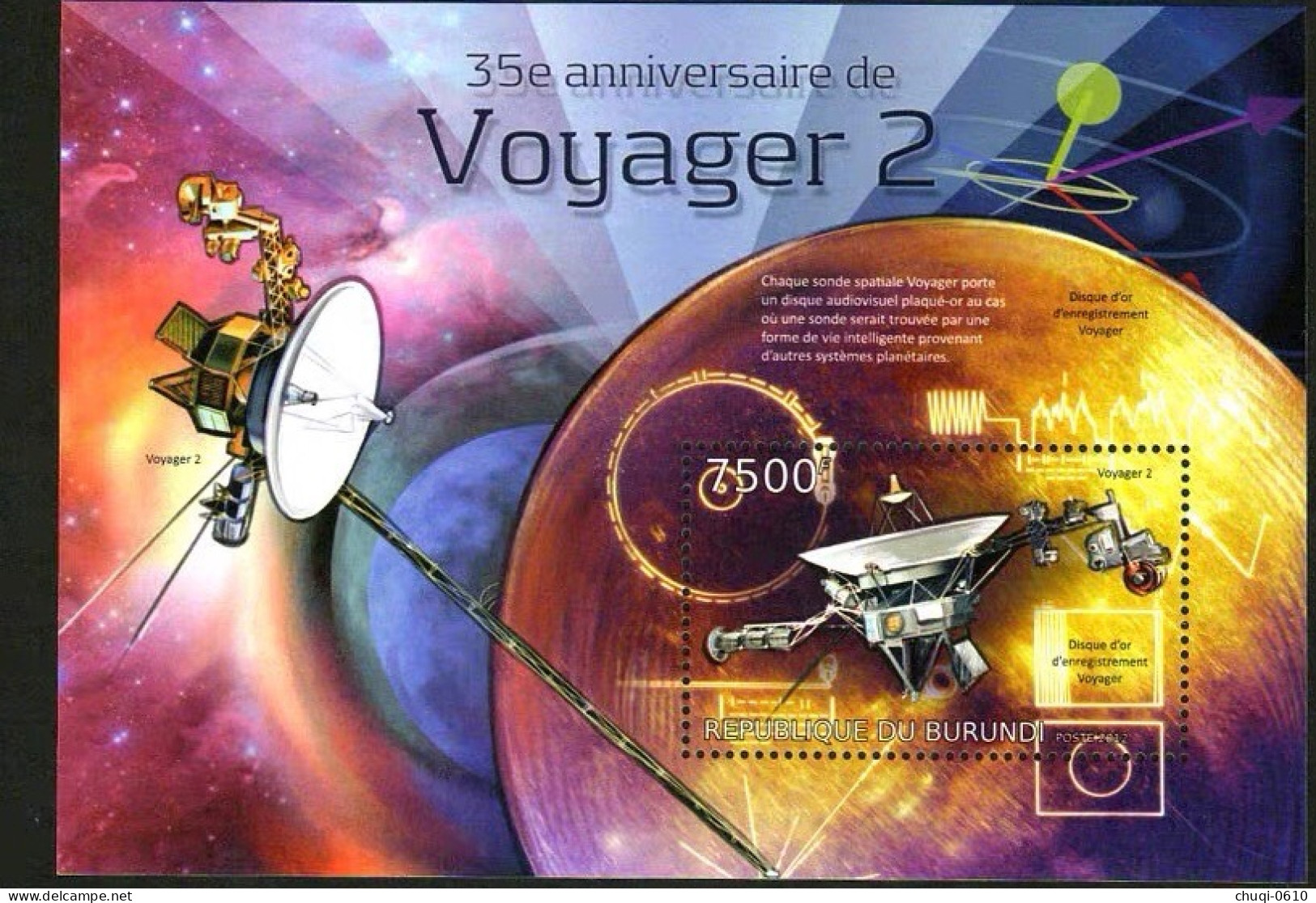 Burundi 2012 Voyager 2 Spacecraft Launches 35th Anniversary To Explore Neptune,MS MNH - Neufs