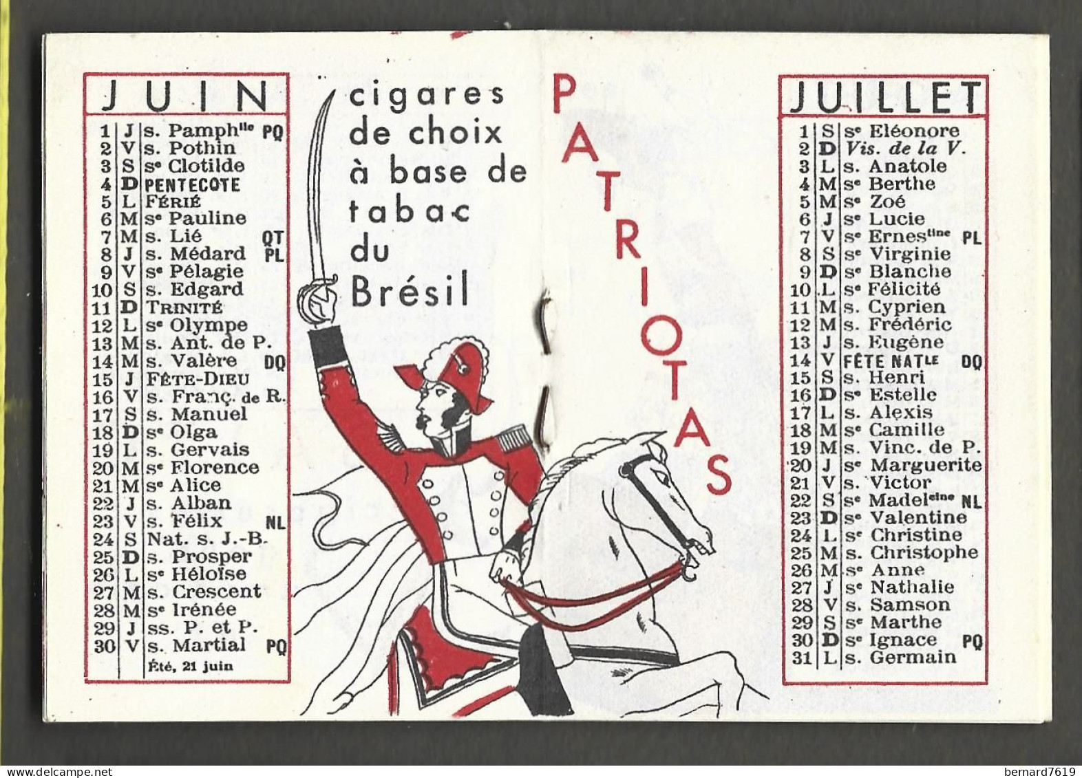 Calendrier    Theme Cigarette Et Tabac   -annee 1933 - Altri & Non Classificati