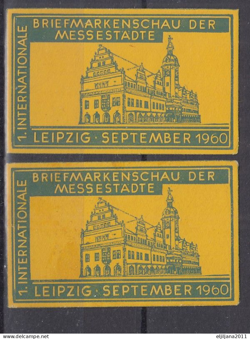 ,Germany, LEIPZIG 1960 ⁕ 1. Inter. BRIEFMARKENSCHAU DER MESSESTADTE ⁕ 2v MNH Cinderella / Vignette - Erinnophilie