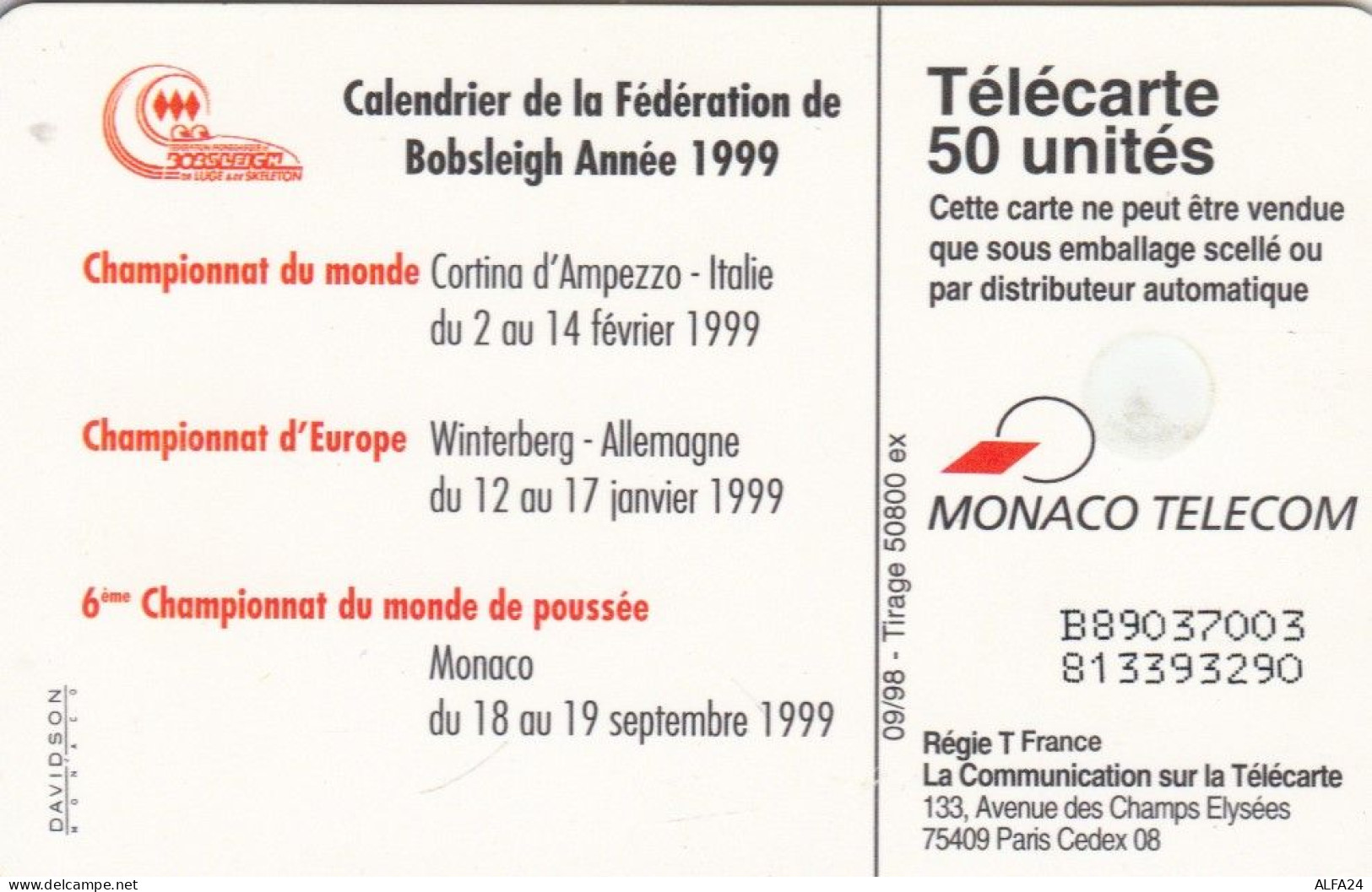 PHONE CARD MONACO (E65.10.5 - Monaco