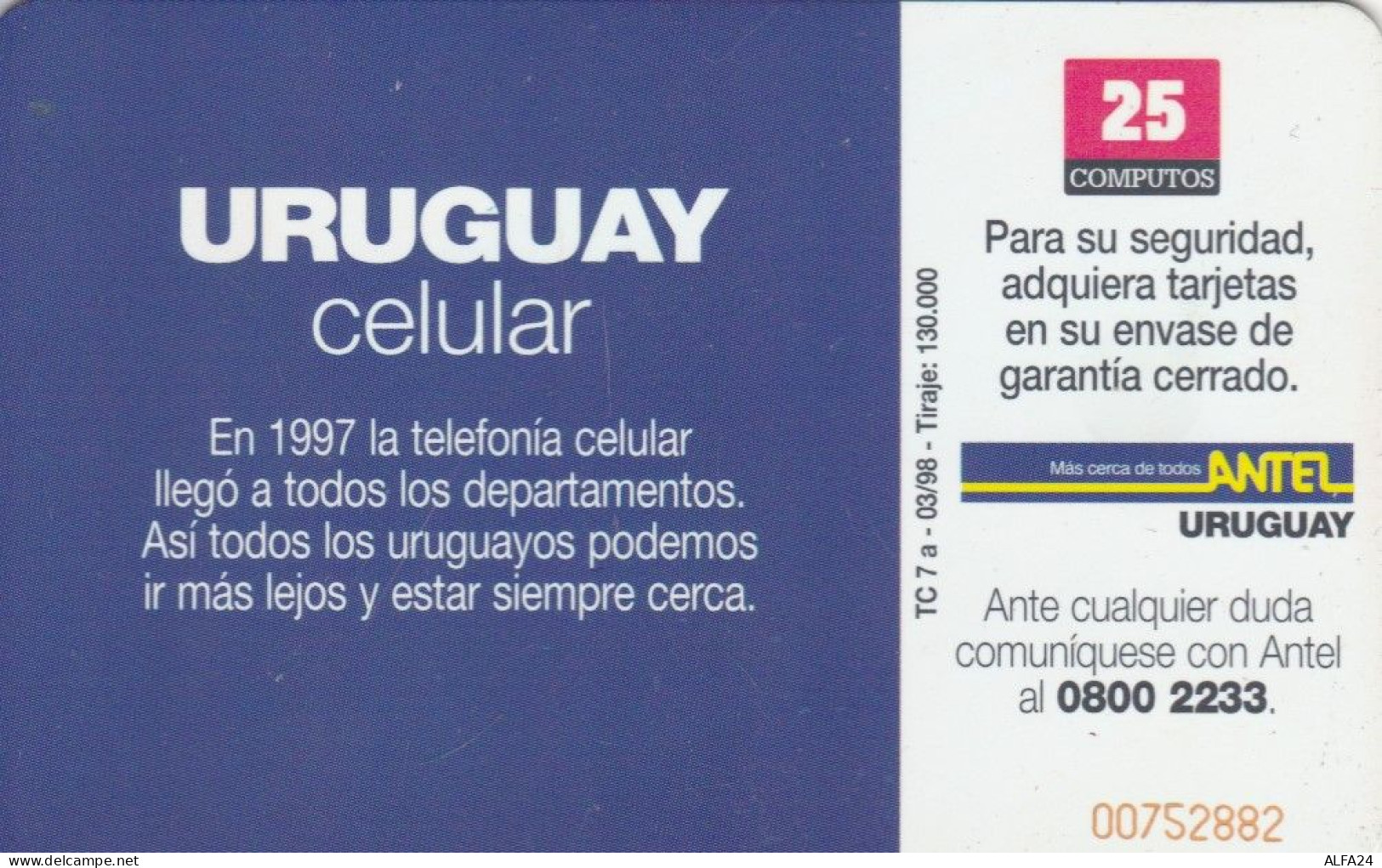 PHONE CARD URUGUAY (E65.1.5 - Uruguay