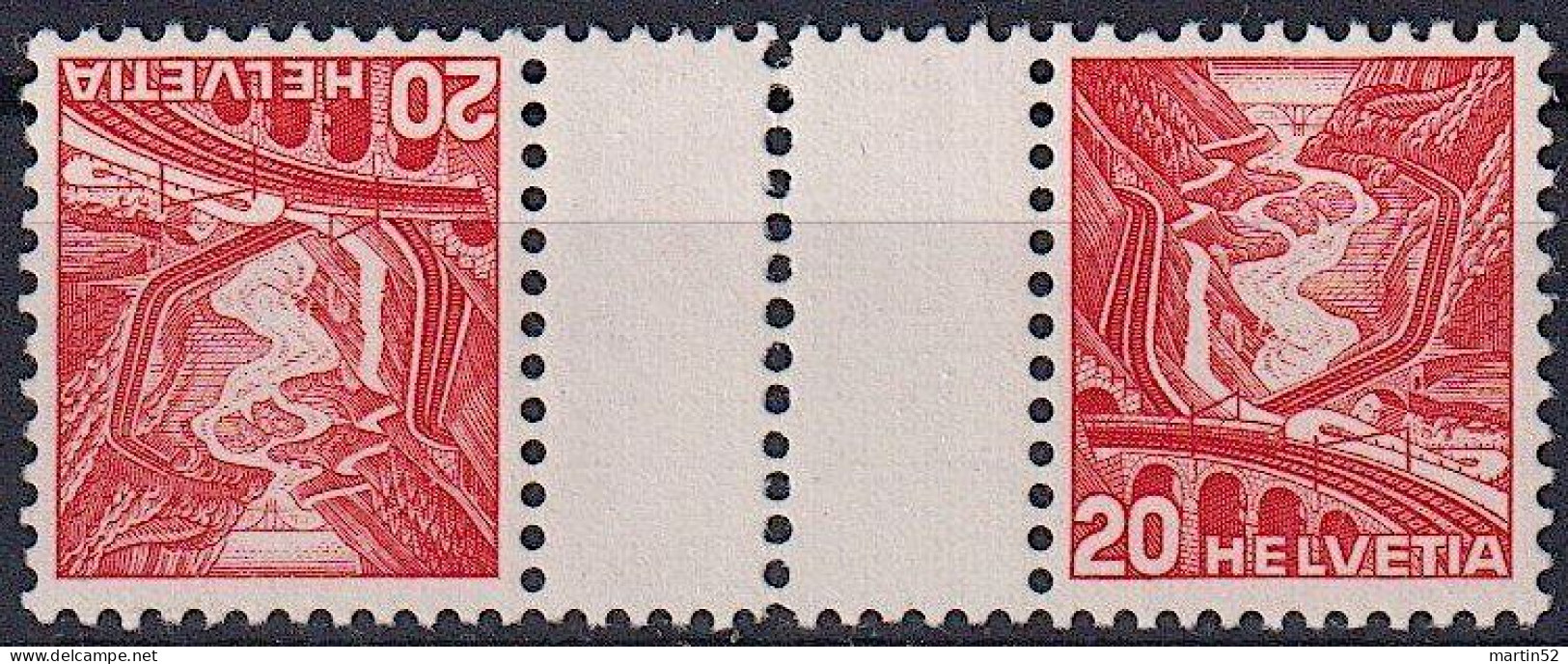 Schweiz Suisse 1937: Kehrdruck+Steg Tête-bêche+Pont Zu S49Az Mi KZ11zC Geriffelt Grillé * Trace MLH (Zu CHF 43.00 -50%) - Tête-bêche