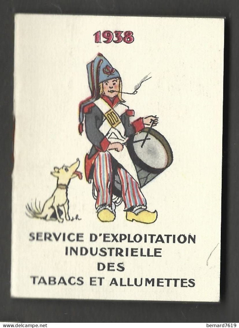 Calendrier    Theme Cigarette Et Tabac   -annee 1938 -  Service  D'explotation  Industrielle Des Tabacs Et Allumettes - Autres & Non Classés