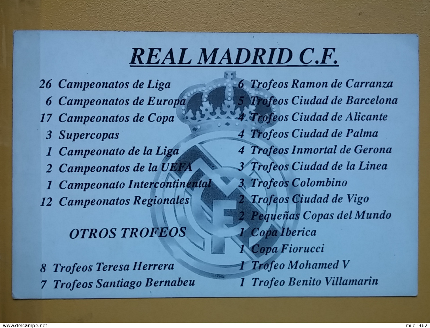 KOV 487-14 - FOOTBALL CLUB REAL MADRID 1994 - GRUPPO RADIO ITALIA -ALFA TANGO - RADIO AMATEUR - Soccer