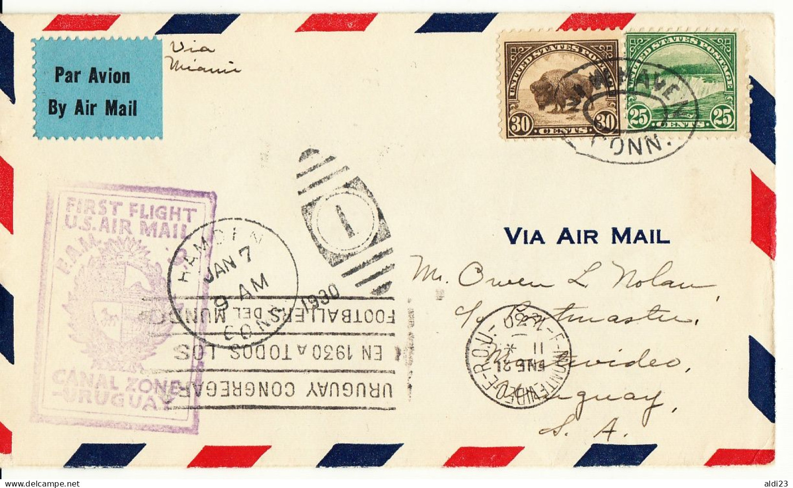 Beautiful Air Mail Cover Uruguay World Cup 1930 With Cancellation "CONGREGARA". Very Rare. - 1930 – Uruguay