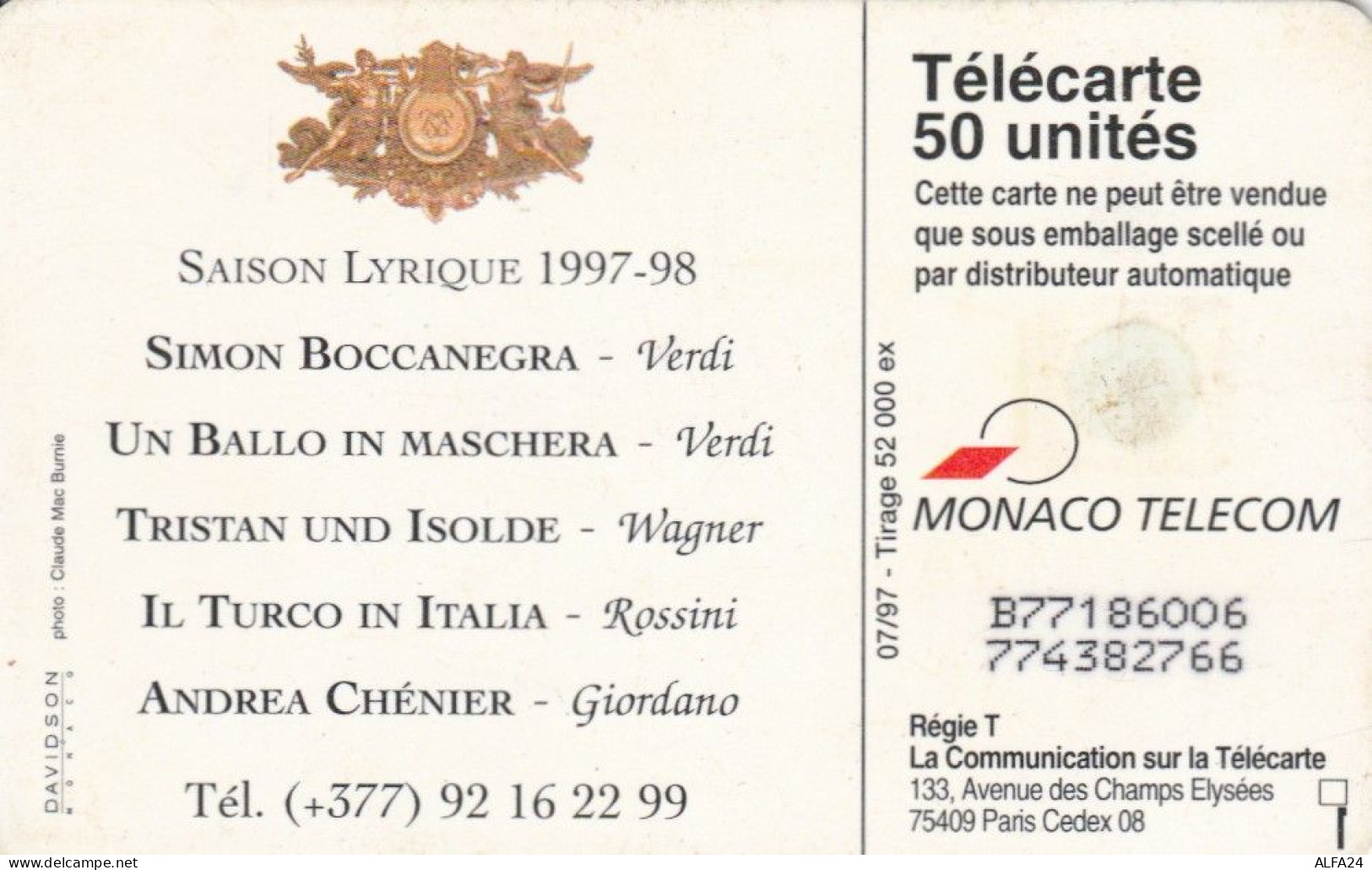 PHONE CARD MONACO (E66.9.7 - Monace