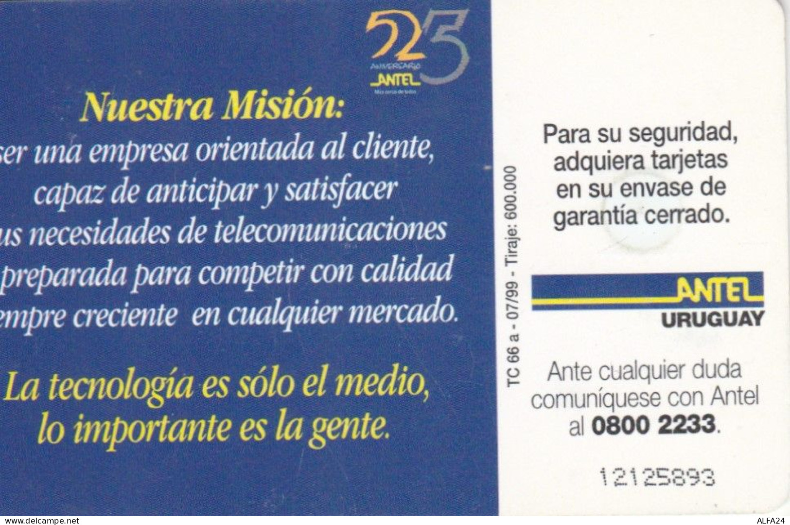 PHONE CARD URUGUAY (E66.11.3 - Uruguay