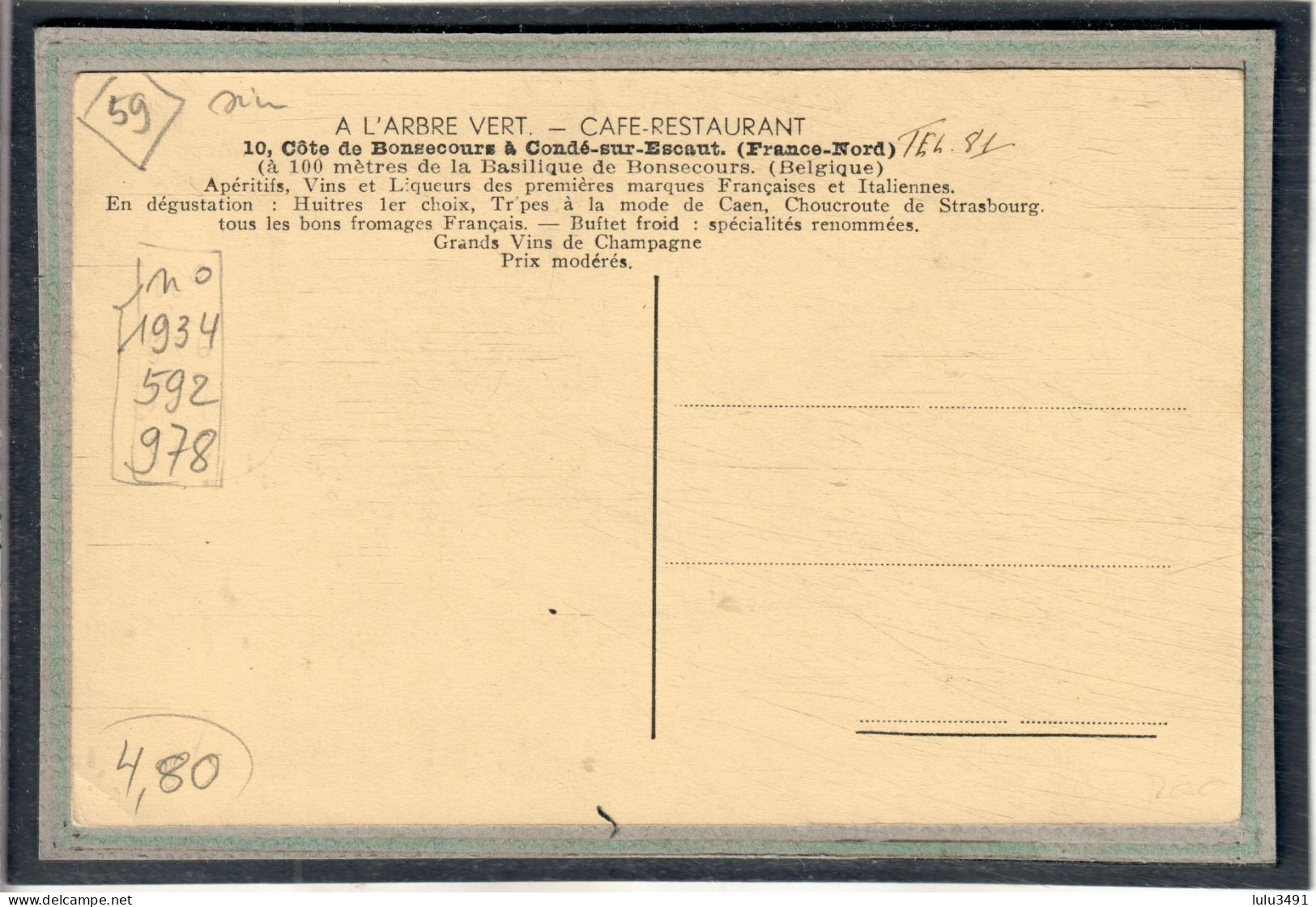 CPA - CONDE-sur-l'ESCAUT (59) - Carte Multi-vues Du Restaurant à L'Arbre Vert - Conde Sur Escaut