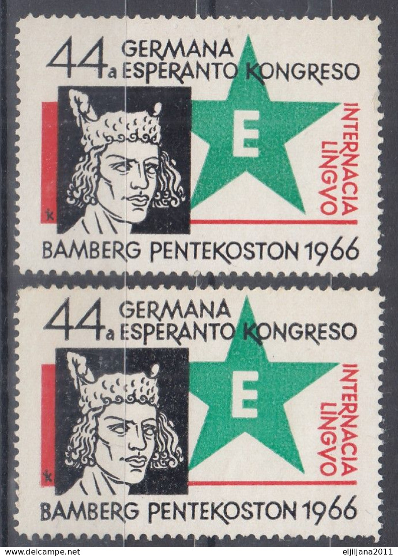 Germany 1966 ⁕ 44a KONGRESO DE ESPERANTO / BAMBERG PENTEKOSTON ⁕ 2v MNH Cinderella Vignette Reklamemarke - Esperanto