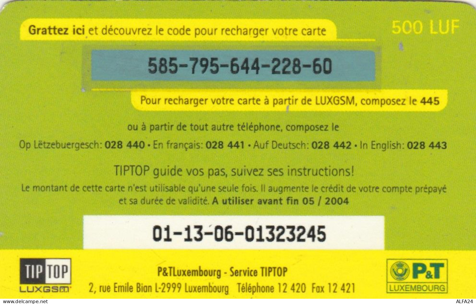 PREPAID PHONE CARD LUSSEMBURGO (E67.29.4 - Lussemburgo