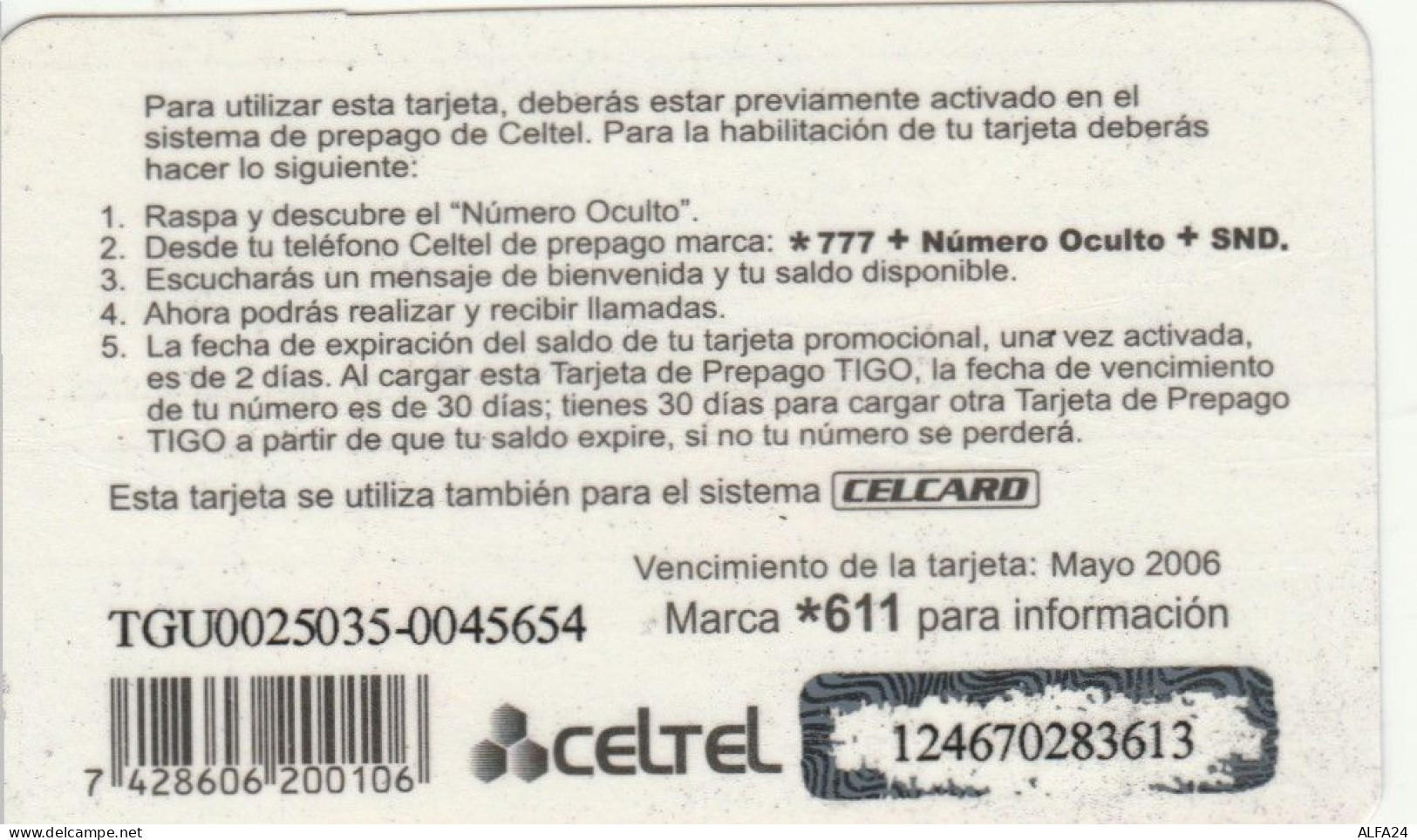 PREPAID PHONE CARD PARAGUAY (E67.42.3 - Paraguay