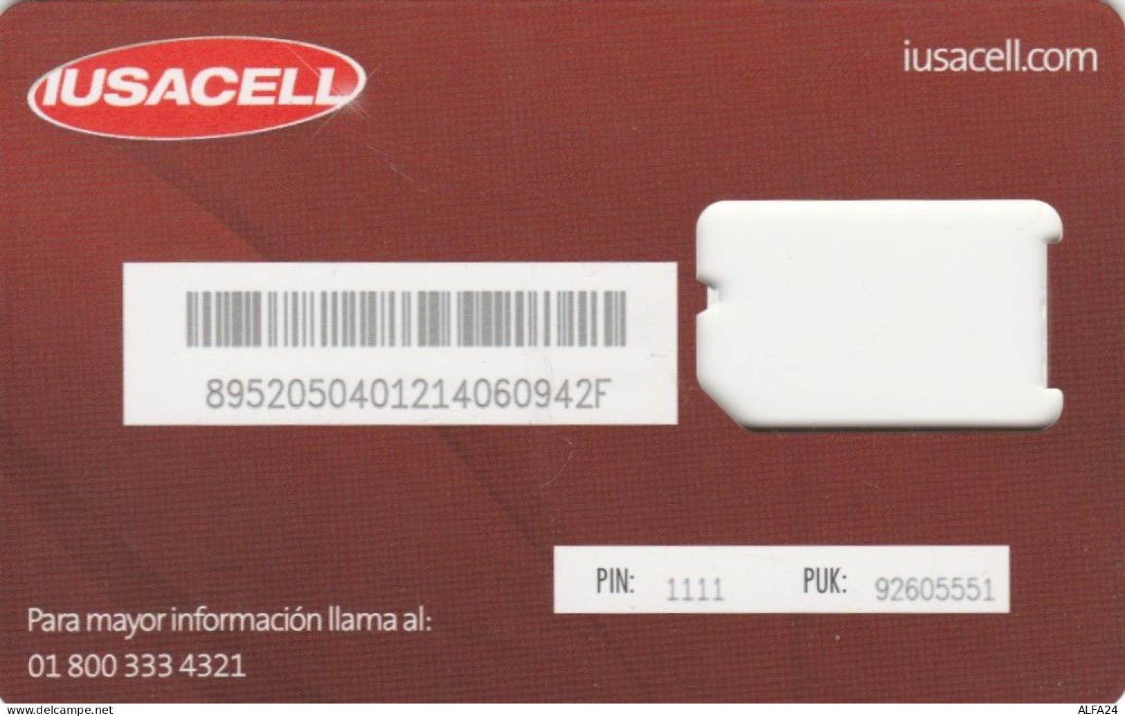 SIM CARD WITHOUT CHIP MESSICO (E67.49.2 - Mexico