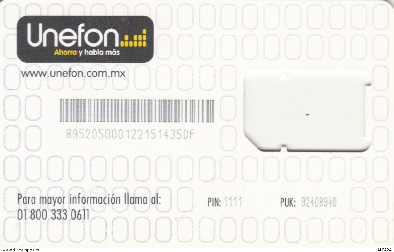 SIM CARD WITHOUT CHIP MESSICO (E67.50.3 - Messico