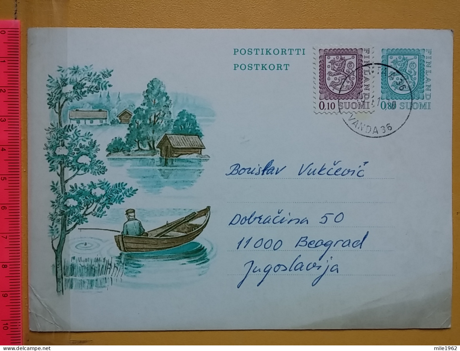 KOV 487-22- Correspondence Chess Fernschach Postcard, VANTAA FINLAND - BELGRADE, Schach Chess Ajedrez échecs, PECHEUR,  - Schach