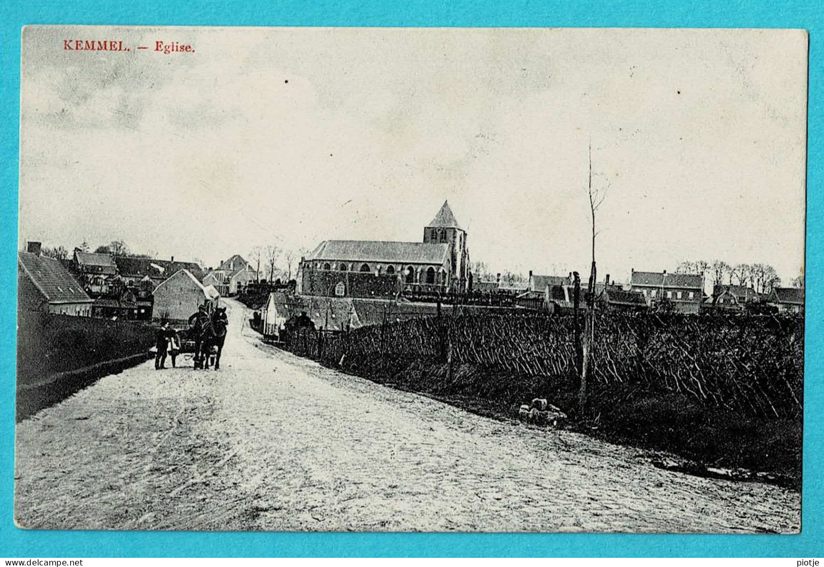 * Kemmel (Heuvelland) * (Editeur Fl. Bartier, Ypres) église, Kerk, Church, Animée, Cheval, Unique, Zeldzaam, TOP - Heuvelland