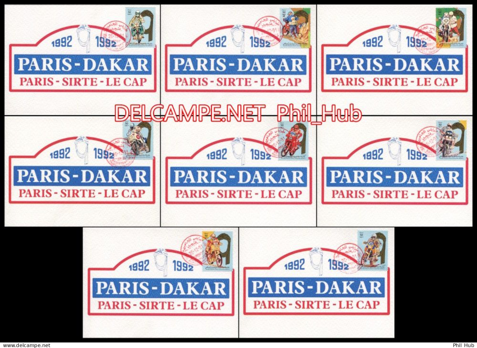 LIBYA 1991 Paris Dakar Rally Bikes (8 Maximum-cards) - Motorbikes