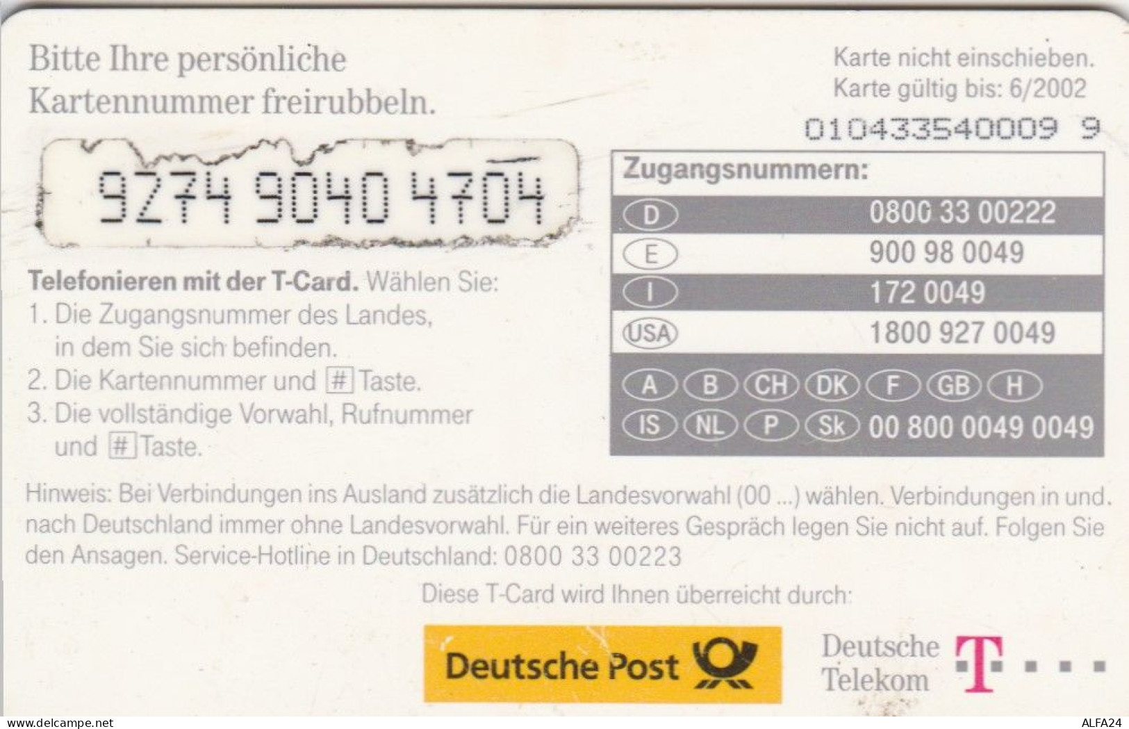 PREPAID PHONE CARD GERMANIA (E69.29.1 - GSM, Voorafbetaald & Herlaadbare Kaarten