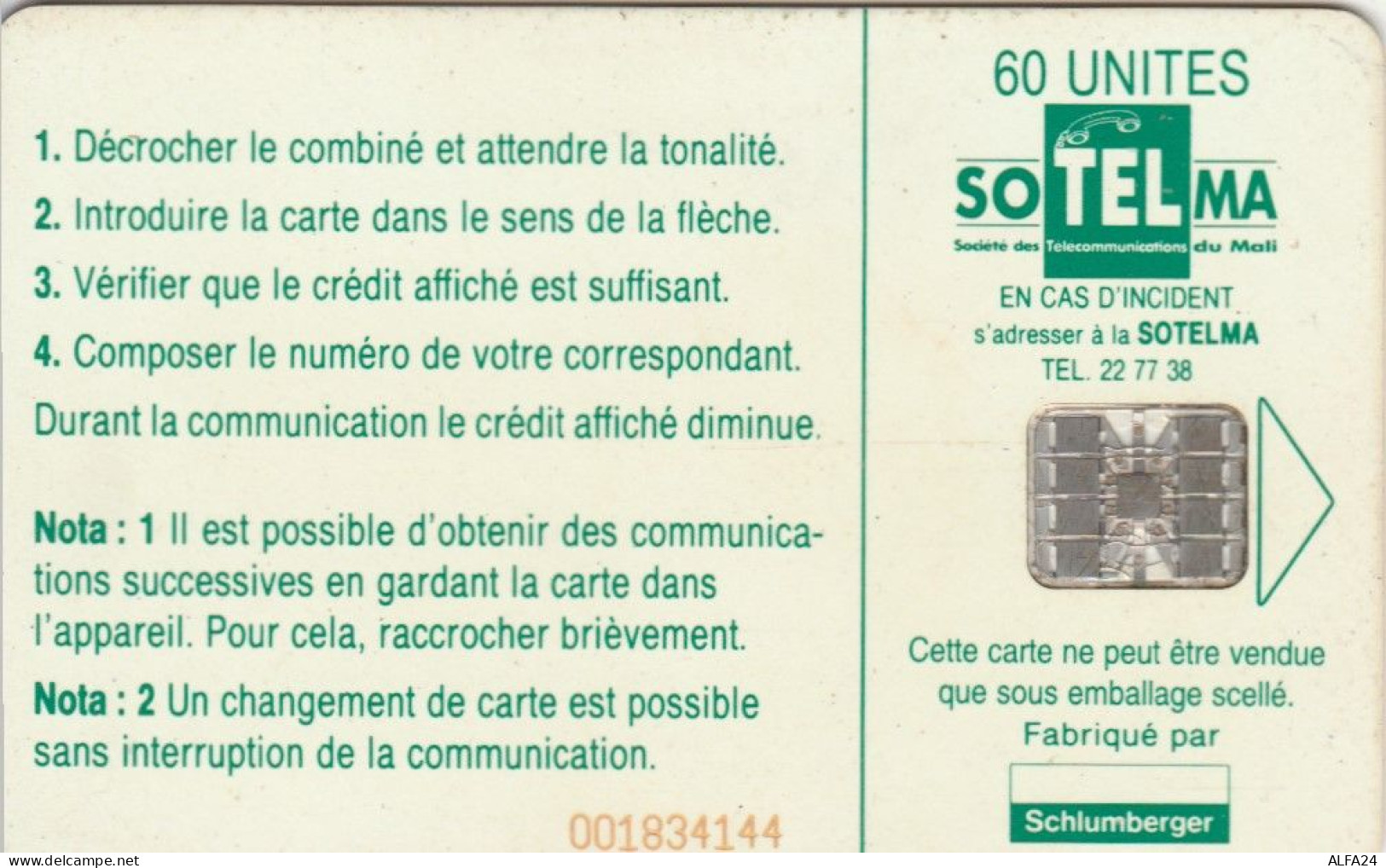 PHONE CARD MALI (E69.16.5 - Malí