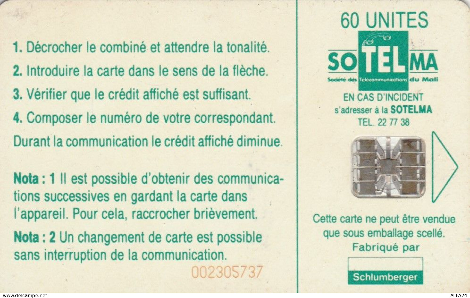 PHONE CARD MALI (E69.17.3 - Mali