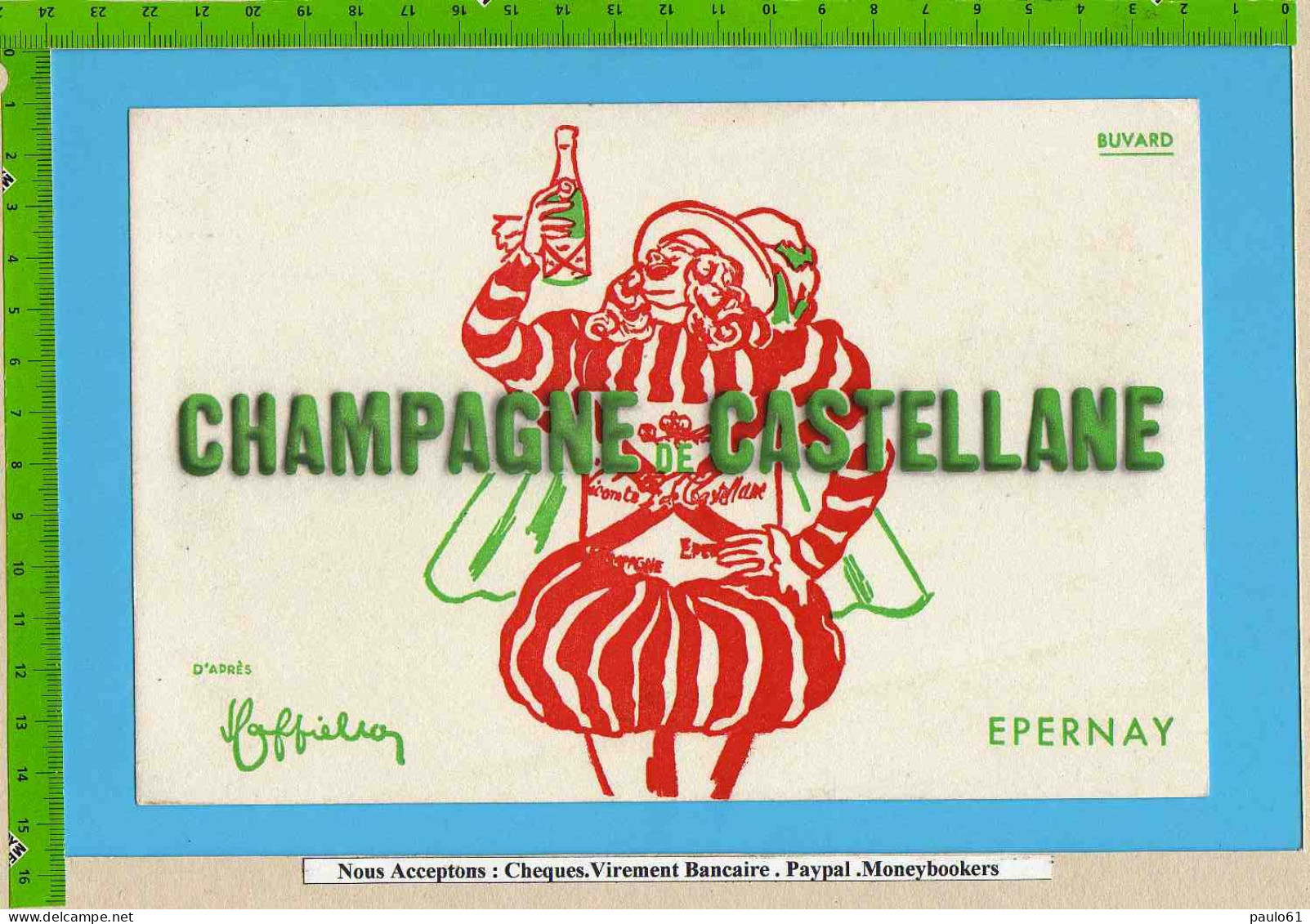 BUVARD : Champagne  De CASTELLANE  Epernay  Signé   Buvard  (Paysage ) - Schnaps & Bier