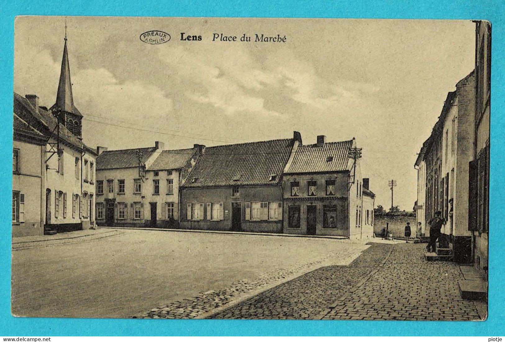 * Lens (Hainaut - La Wallonie) * (Préaux à Ghlin - Editions Caroyer Et Legrand) Place Du Marché, église, Animée, Old - Lens