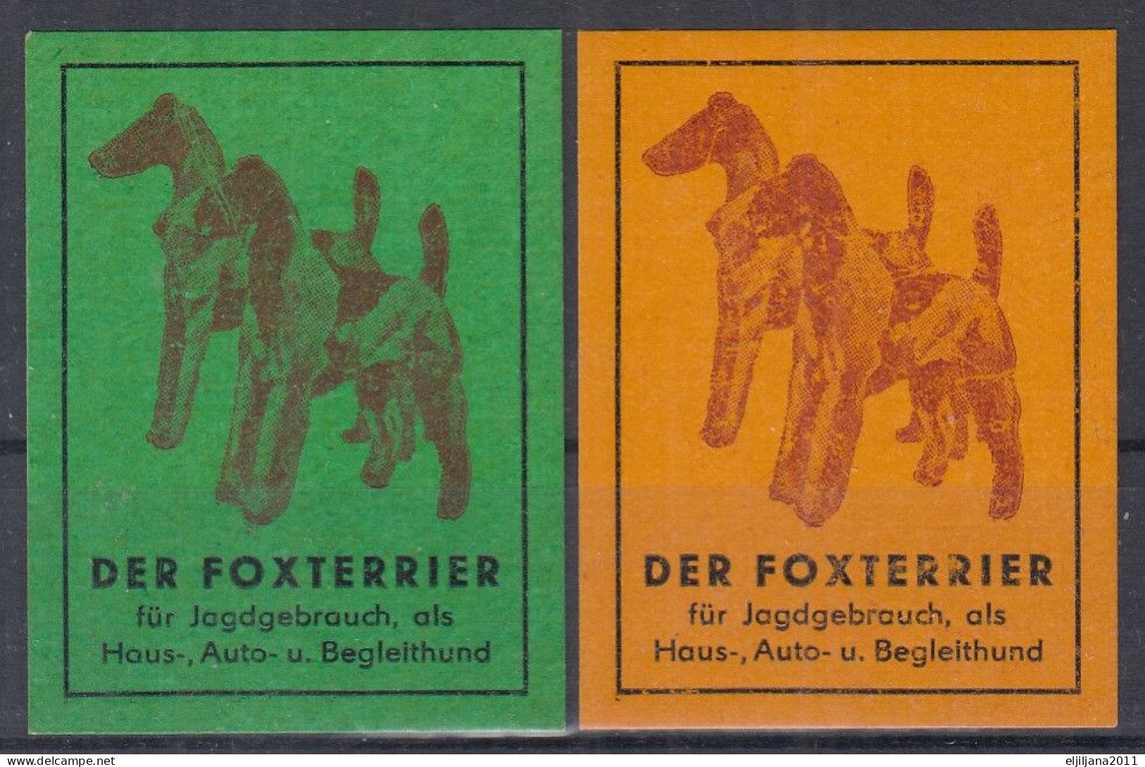 DER FOXTERRIER Für Jagdgebrauch, Als Haus, Auto, Und. Begleithund ⁕ 2v MNH Cinderella Vignette Reklamemarke - Erinnophilie