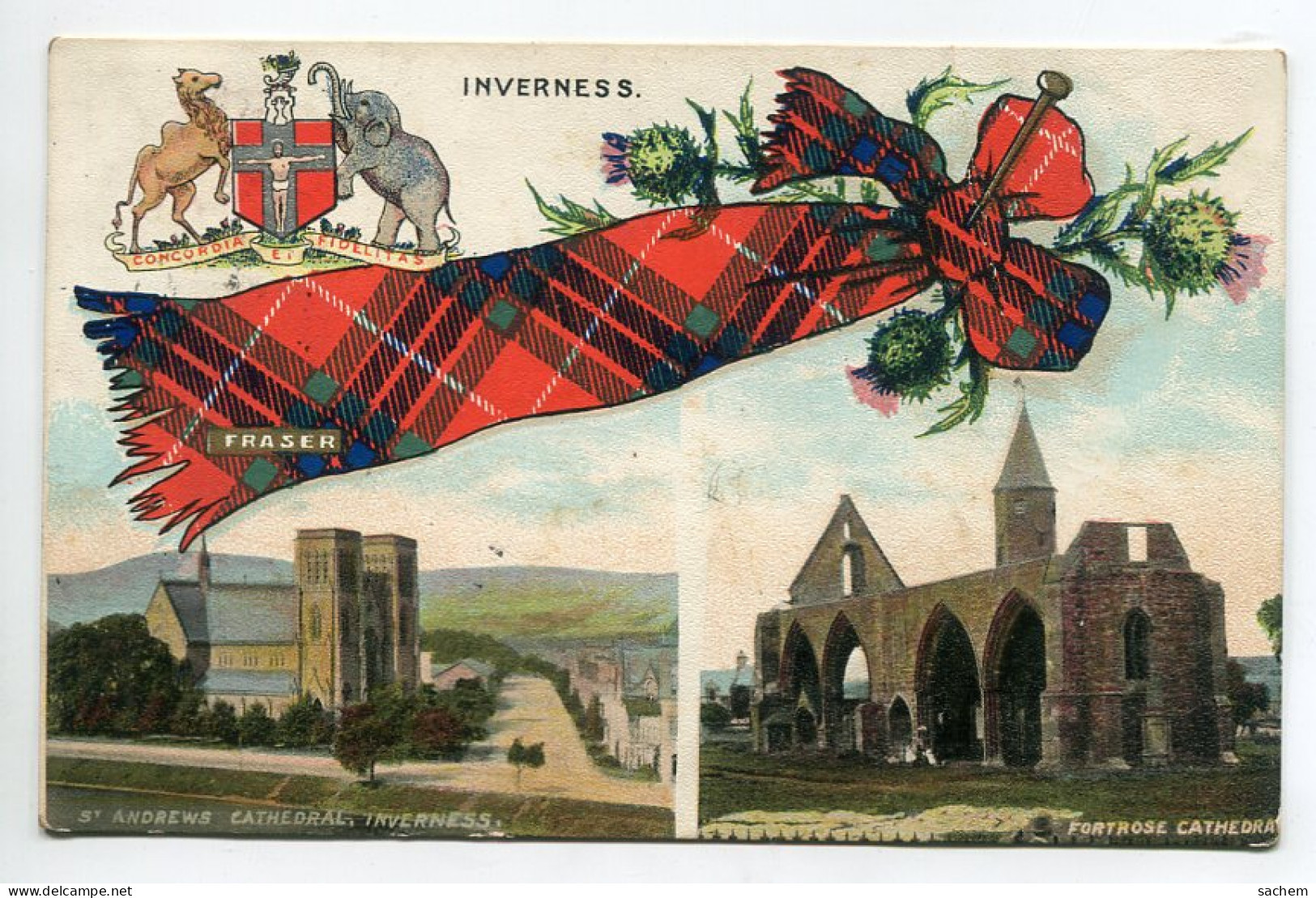 ECOSSE INVERNESS Fraser  St Andrews Cathedral  Fortrose Cathedrale 1909 écrite Timb   D18 2022 - Inverness-shire