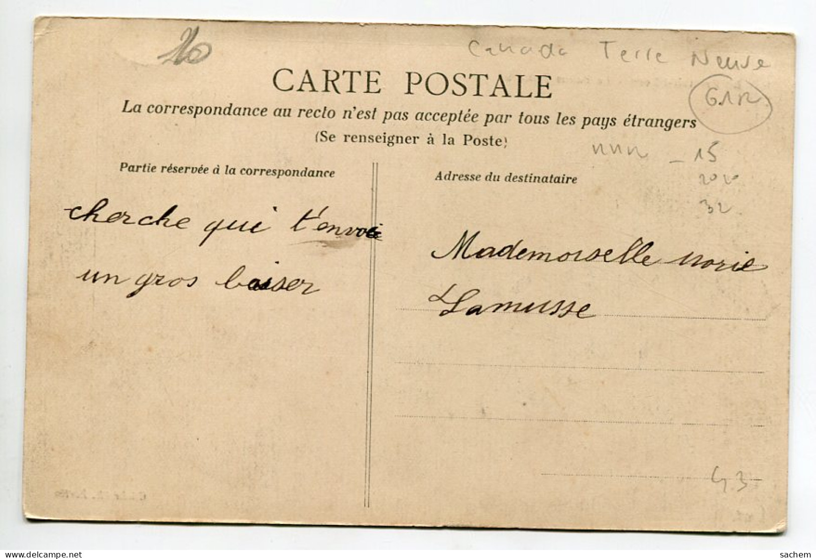 CANADA  Terre Neuve Le FRENCH SHORE Carte Rare La Pointe Petit Pas 1910 écrite Cliché Ch Bertin HLM   D19 2022 - Sonstige & Ohne Zuordnung