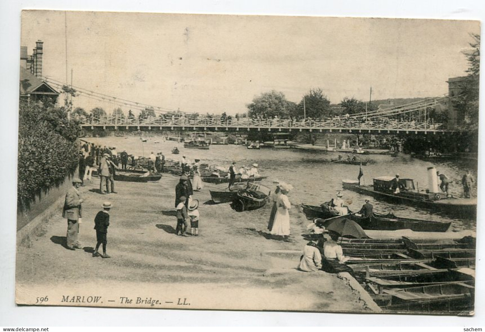 ANGLETERRE MARLOW The Bridge Barques Et Canot Automobile Promeneurs écrite 1910 Timbrée     D19 2022 - Buckinghamshire