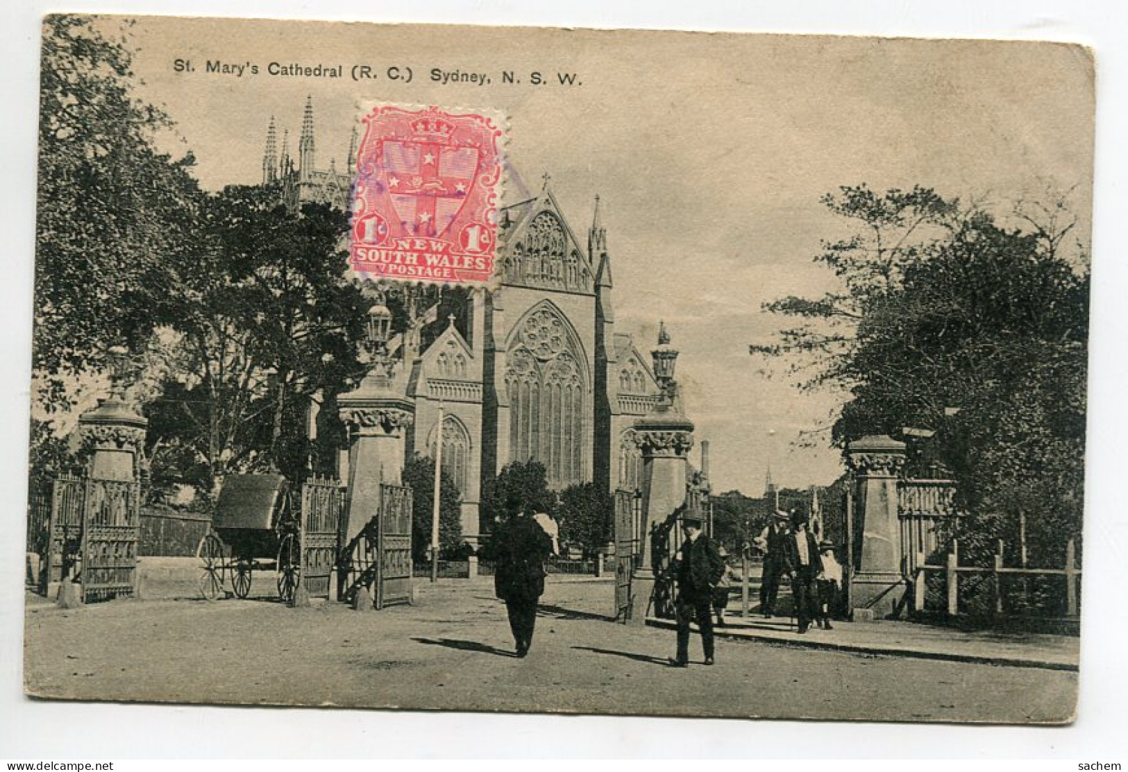 AUSTRALIE SYDNEY St Mary's Cathedral Animation Rue écrite Timbrée     D19 2022 - Sydney