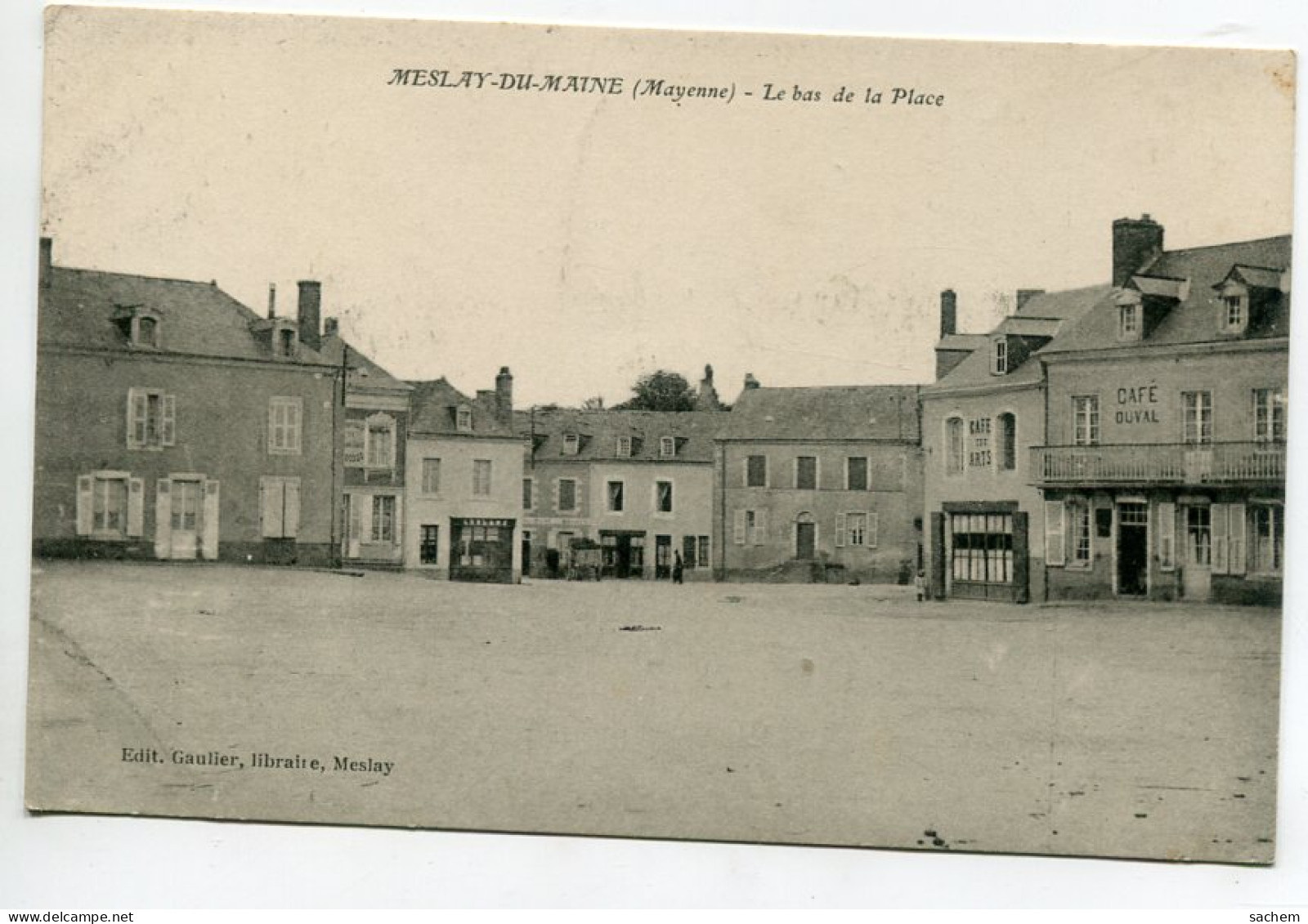 53 MESLAY Du MAINE Le Bas De La Place Commerces - Le CAFE Duval écrite 1920  Edit Gaulier   D19 2022 - Meslay Du Maine