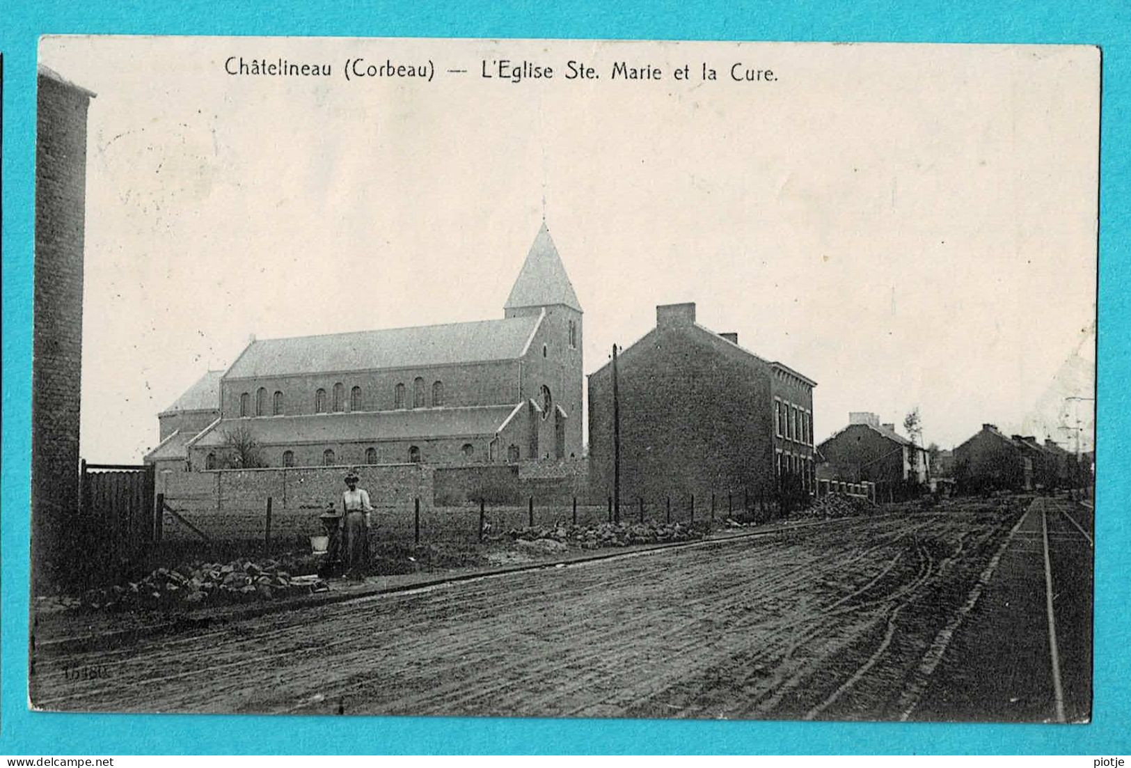 * Chatelineau - Chatelet (Hainaut - La Wallonie) * (16480) Corbeau, église Ste Marie Et La Cure, Animée, TOP, Pompe - Chatelet