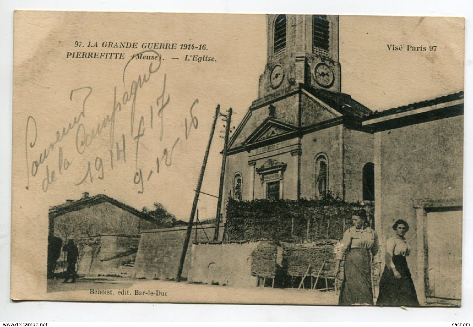 55 PIERREFITTE Dames Villageoises Rue Eglise  BLa Grande Guerre 1914-16  - écrite 1916   D18 2023 - Pierrefitte Sur Aire