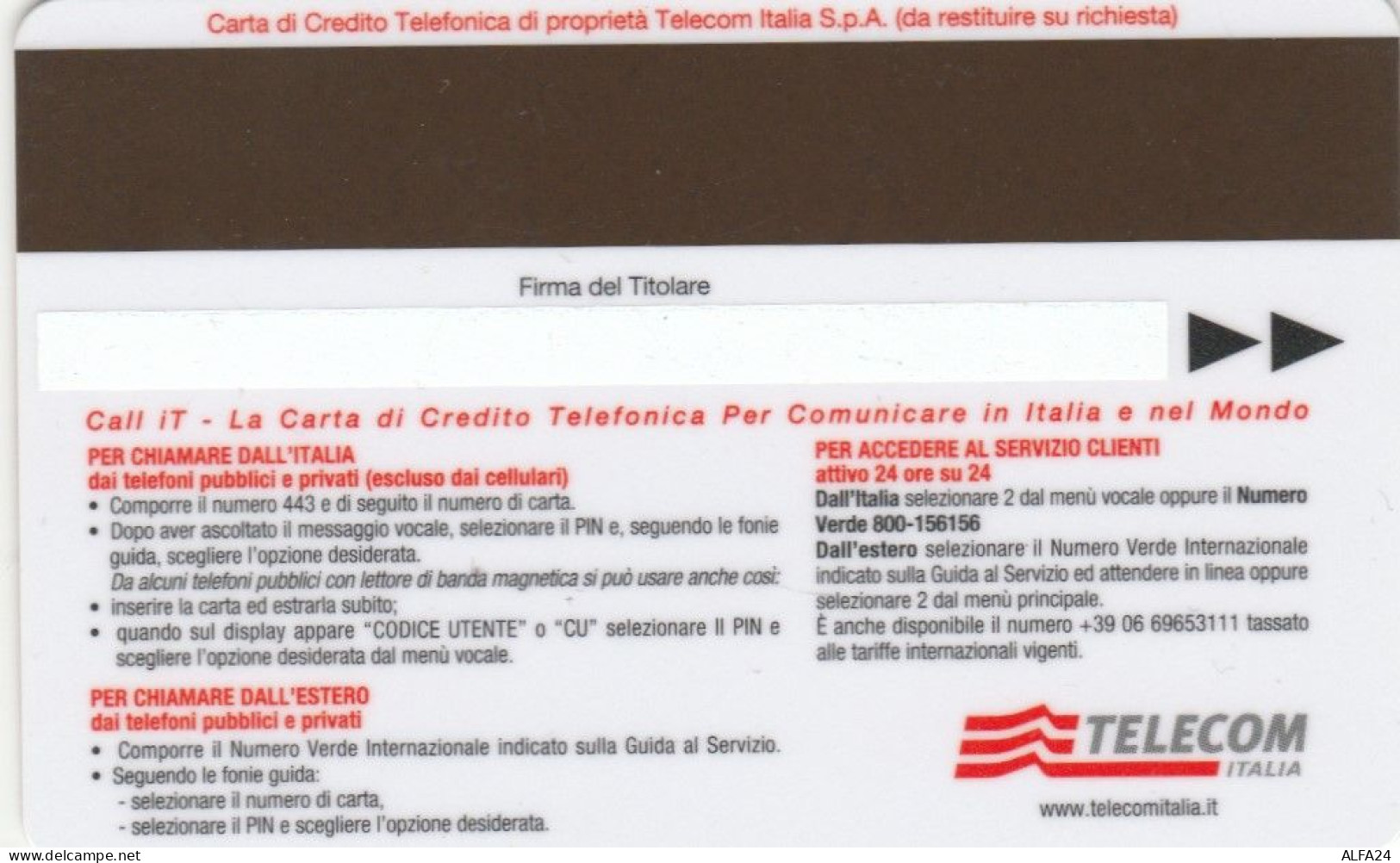 PREPAID PHONE CARD ITALIA CALL IT (E70.16.4 - Usos Especiales