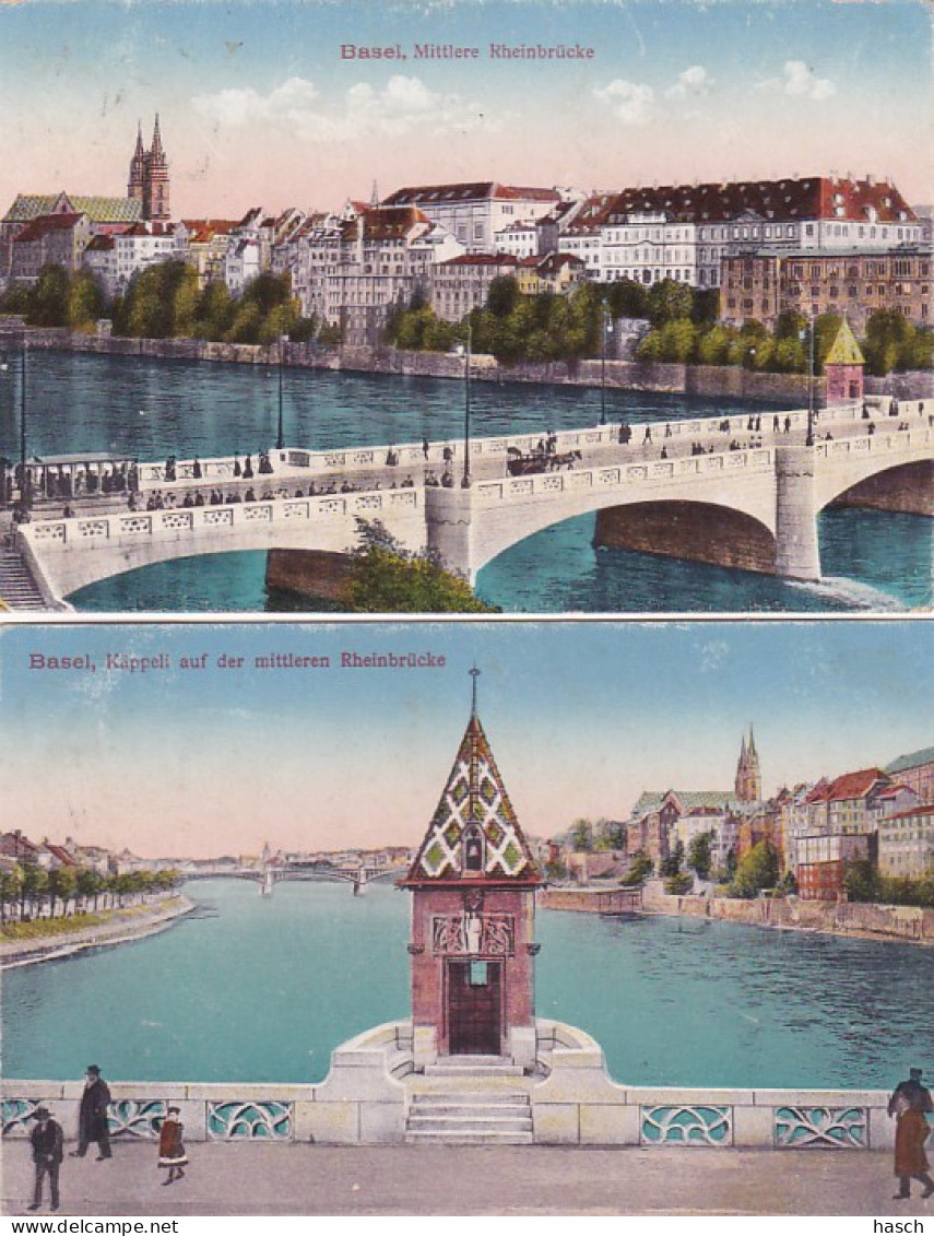 4874414Basel, Mittlere Rheinbrücke. 2 Karten. - Sonstige & Ohne Zuordnung