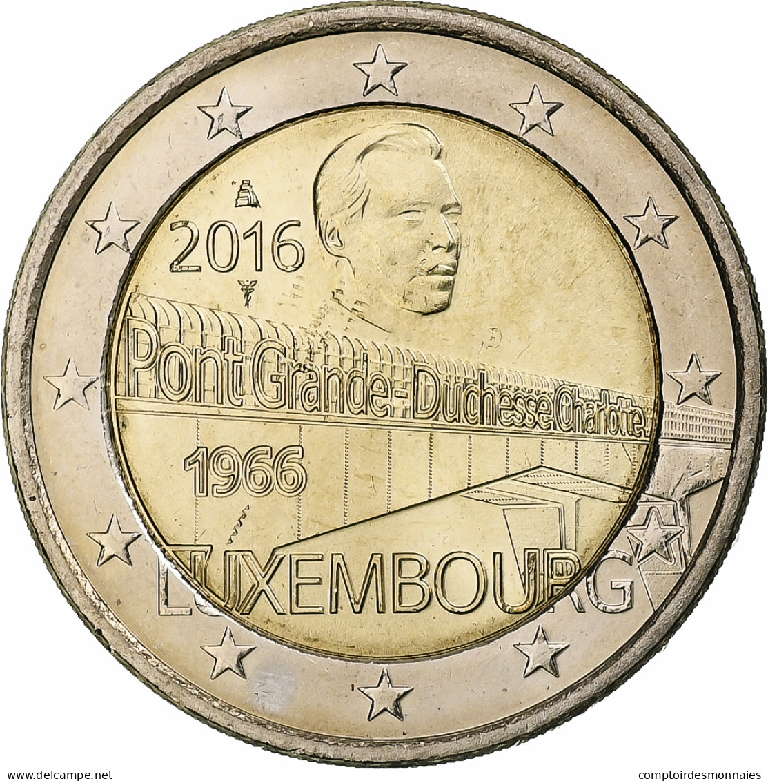 Luxembourg, 2 Euro, Pont Grande Duchesse Charlotte, 2016, FDC, Bimétallique - Luxemburg