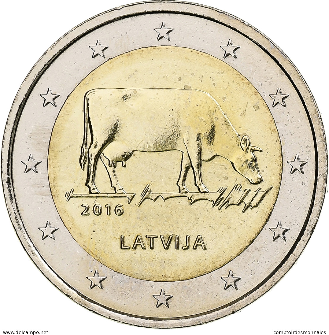 Lettonie, 2 Euro, Industrie Laitière, 2016, Stuttgart, FDC, Bimétallique - Lettonie