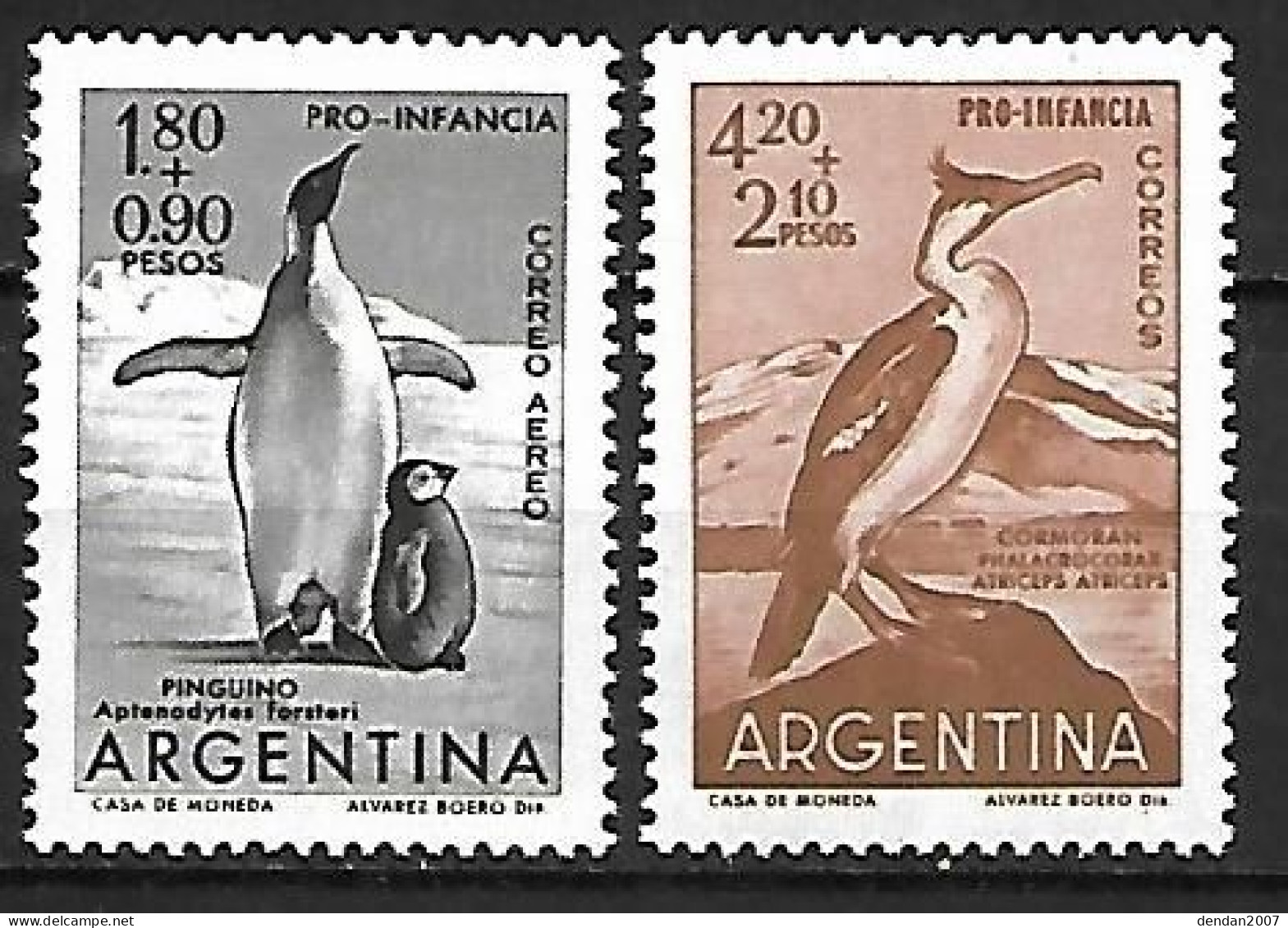 Argentina - MNH ** 1961 - Complete Set 2/2 :Emperor Penguin  -  Aptenodytes Forsteri  +  Imperial Shag    Leucocarbo - Pingueinos