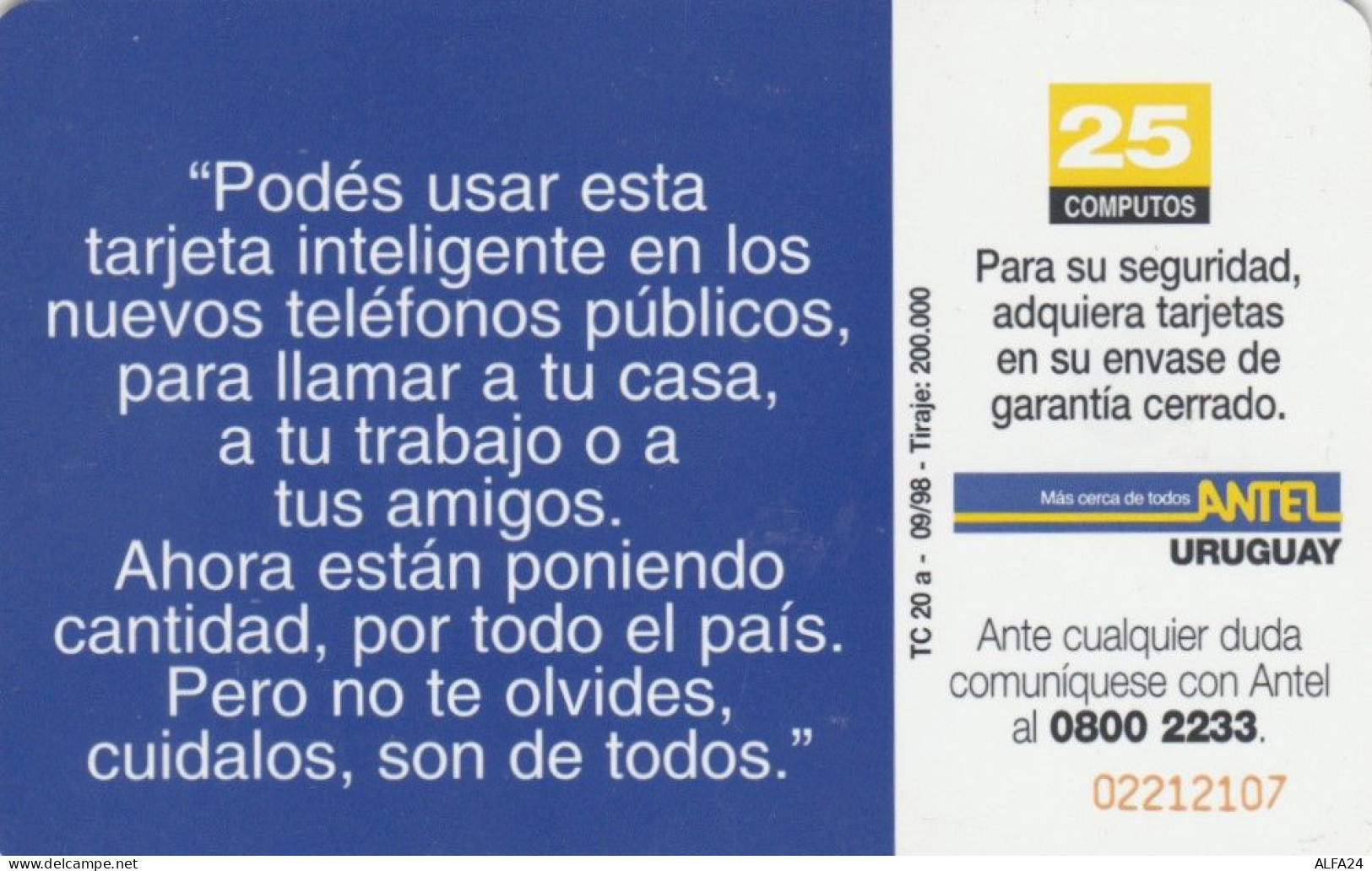 PHONE CARD URUGUAY (E72.50.8 - Uruguay