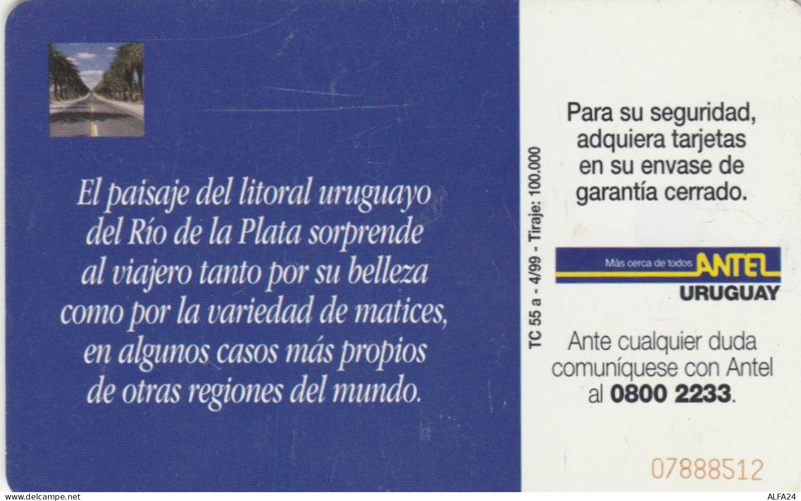 PHONE CARD URUGUAY (E72.48.4 - Uruguay