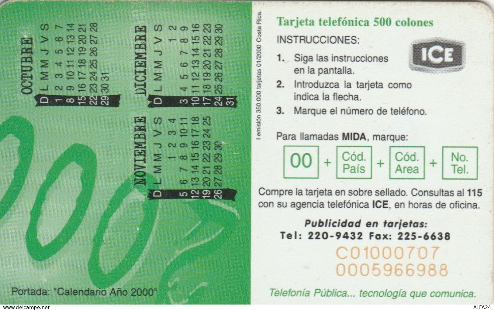 PHONE CARD COSTA RICA (E72.48.5 - Costa Rica